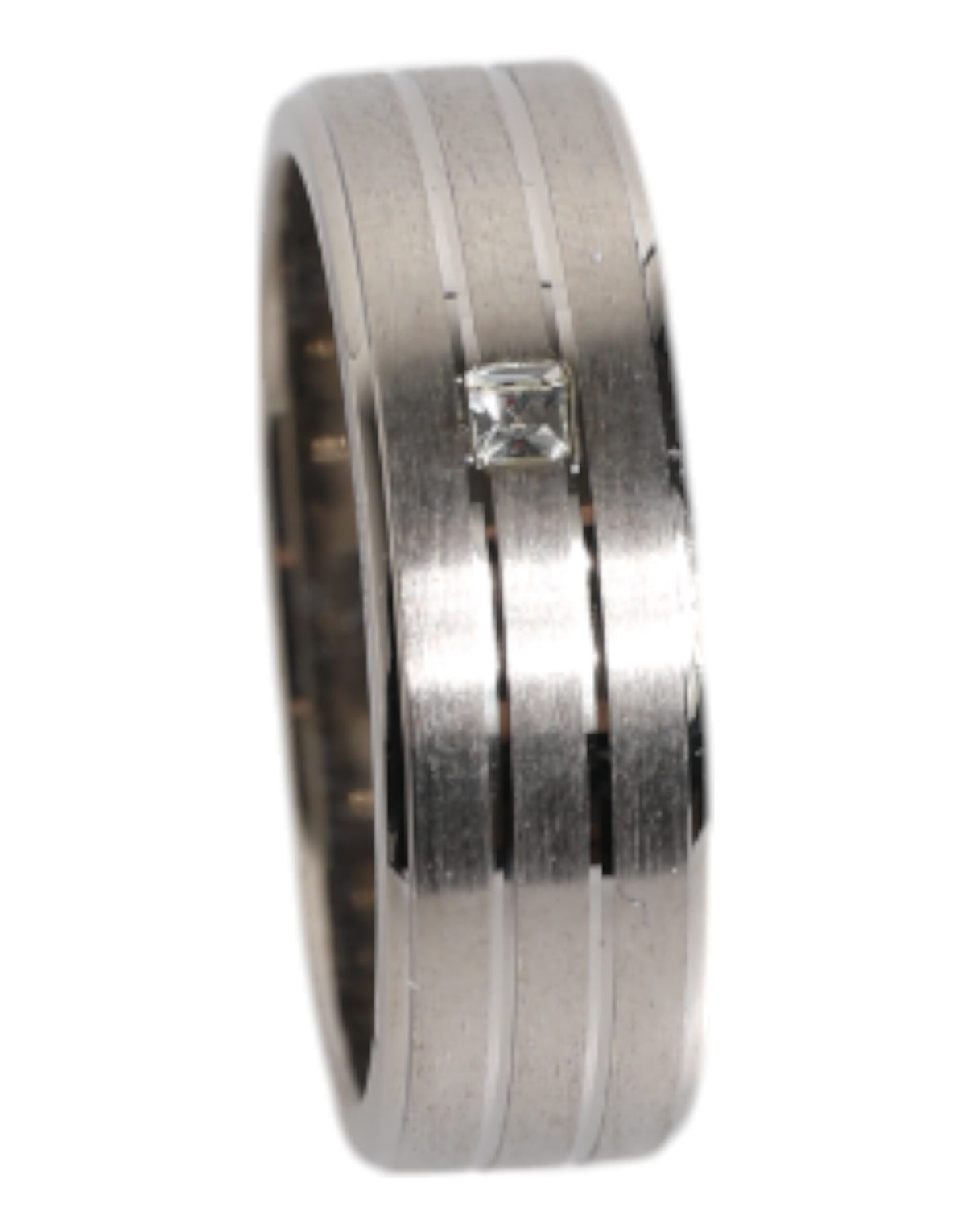 Dolce & Gabbana Silver Tone Brass Clear Crystal DG Logo Ring